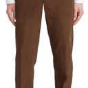 Men's Classic Fit Stretch Corduroy Dress Pants Expandable Waist Flat-Front Comfort Casual Slacks (30W x 30L, Burgundy)