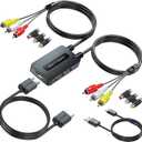Dual Port AV to HDMI, Double RCA Composite to HDMI Converter, Two RCA in One HDMI Out Converter for N64/Wii/PS2/DVD/VHS to Display On Newer TVs with HDMI