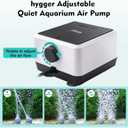 hygger Aquarium Air Pump, Quiet Adjustable Oxygen Pump, Powerful Energy-Saving Dual Outlet Fish Tank Aerator with Accessories for Fish Tank Up to 150 Gallon 6W