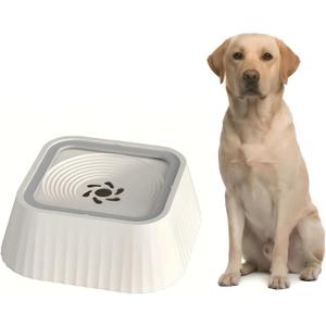 No Spill Dog Water Bowl, 45oz Slow Water Feeder with Floating Disk & Safety Foam, Anti-Splash Pet Water Dispenser, Mess-Free Elevated Design, Durable PP Material for Home, Car & Travel