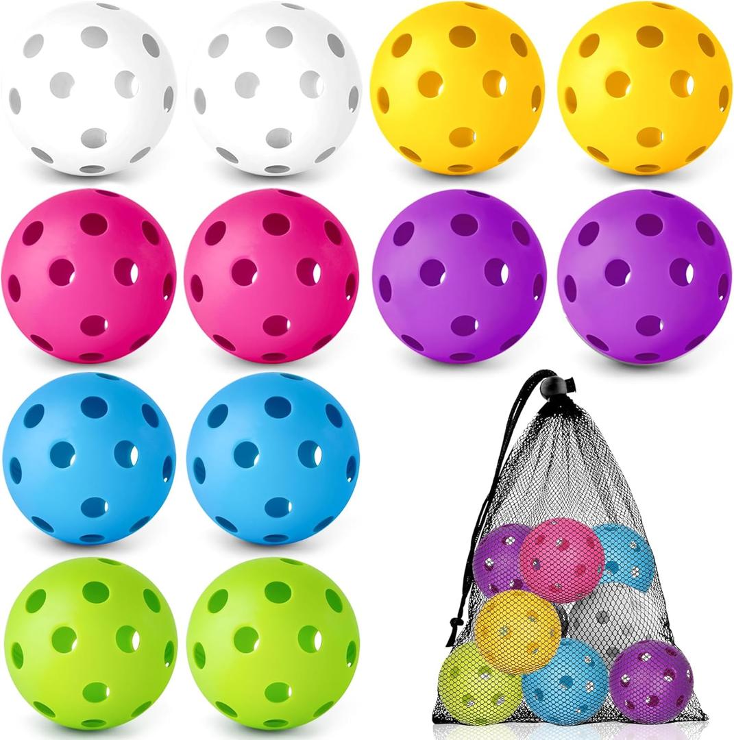 Coopay 12/50/100 Pack Baseball Practice Balls Plastic Training Balls Lightweight Hollow Softballs with a Drawstring Bag for Hitting, Baseball Training Indoor Outdoor Use (6 Colors) 12 Pack