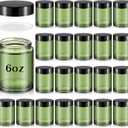 Domensi 24 Pcs 6oz Glass Jars with Lids Leakproof Round Airtight Empty Cosmetic Jars with Inner Liners Lid for Storing Lotions Spices Ointments Candle Making Food Storage (Olive Green)