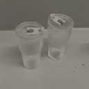 20oz Ribbed Glass Cups with Lids and Straws Iced Coffee Glass Tumbler Drinking Glasses Set of 2 for Tea Juice Soda Smoothie(Ribbed A*2 with Lid)
