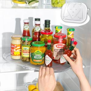 LAMU Lazy Susan Organizer 14.56''x11'' for Refrigerator Organizers and Storage Fridge Organization, Turntable Condiment Organizer for Kitchen, Table Top, Cabinet, Pantry, Countertop, Pack of 1