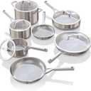 Ninja EverClad Stainless Steel Cookware 12 Piece Pots & Pans Set, All Stovetops & Induction, Oven Safe to 600F, Tri-Ply Commercial-Grade, C99012