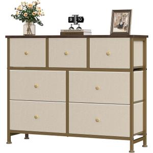 OLIXIS 7 Drawer Fabric Dresser, Storage Tower for Bedroom and Closet, 11.8"D x 39.4"W x 30.1"H