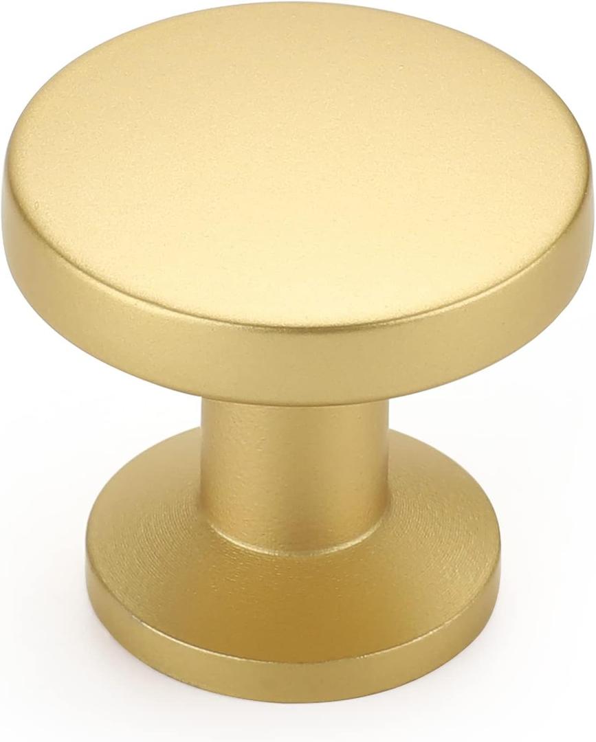 homdiy 30 Pack Gold Cabinet Knobs, Solid Zinc Alloy Drawer Knobs Brushed Brass Pulls, Modern Cabinet Hardware for Kitchen Cupboard Bathroom Dresser
