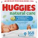 Huggies Natural Care Cucumber, Aloe and Vitamin E Baby Wipes, Hypoallergenic, Scented, 3 Flip-Top Packs (168 Wipes Total), Packaging May Vary