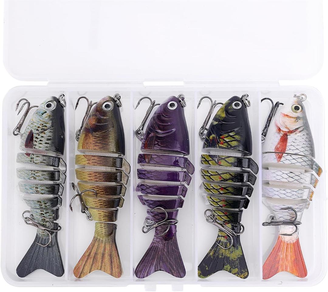 5pcs Swimming Lures, 3D Lifelike Fishing Bait Multi-Jointed Body with Realistic Movement Perfect for Fishing Enthusiasts