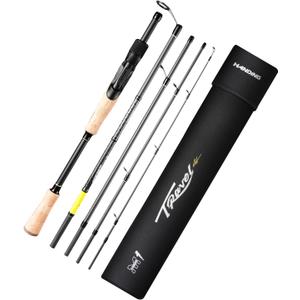 HANDING M1 Travel Fishing Rod, 5/6-Piece Travel Spinning Rod & Baitcaster Rod for Largemouth Smallmouth Walleye Pickerel Pike Redfish Striped Bass with Cork Handle Seaguide RA Guides 30+24T Carbon
