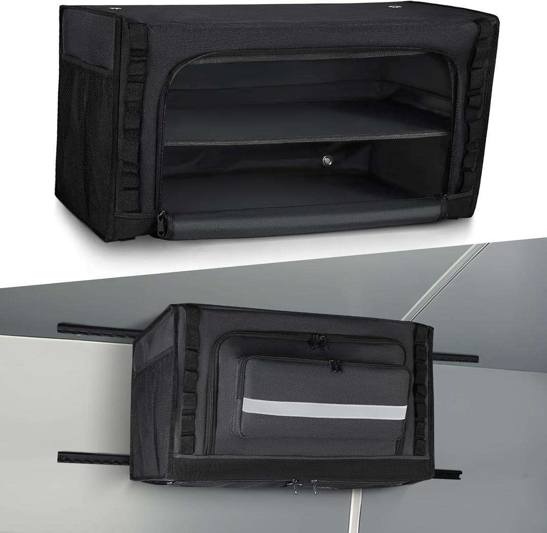 24" RV Overhead Storage Cabinet, Soft-Sided Overhead Organizer for Vans, RV Organizer Storage Cabinet Compatible with Mercedes-Benz Sprinter, Ford Transit & RAM Promaster Vans, Black