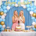Baby Blue Glitter Sequin Backdrop Curtains 2 Pcs 5FTx10FT Baby Shower Party Backdrop for Boy Gorgeous Photography Fabric Drapes