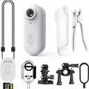 4K Mini Body Camera, 128GB Small Body Camera with 360 Rotatable Clip, Magnetic Lanyard, Easy to use for Recording Life, Work, Speeches, Traveling and Pet Walks (White)