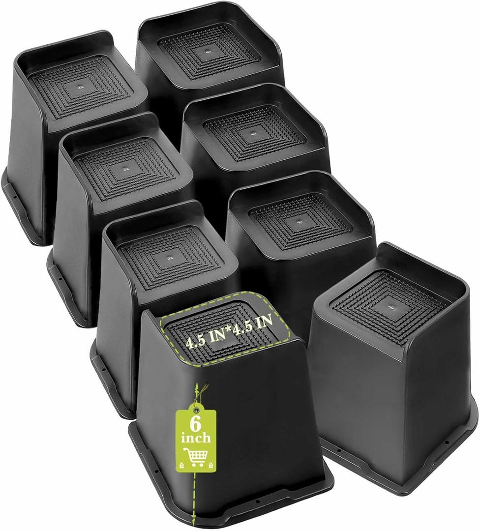 Bed Risers 2 inch, 3 inch, 4 inch, 6 inch, 8 inch Heavy Duty, Oversized Furniture Riser for Couch Sofa Table Chair Leg Frame Dorm, Support up to 6000 Lbs (Black 8 Pack, 6 inch)