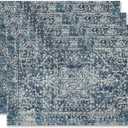 Vintage Boho Navy Blue Ethnic Placemats Set of 4 12x18 Inch, Distressed Boho Blue Table Mats Washable Placemat for Home Party Kitchen Dining Room Decoration