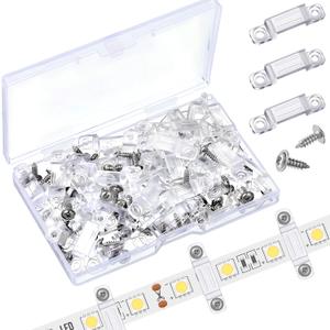 Qunclay 900 Pcs LED Light Strip Clips Clear Strip Light Mounting Brackets LED Holder Clamp Outdoor with Screws 12 mm Wide for Holidays Party Decor Ip67/68