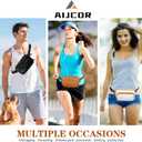 Fanny Packs for Women, Leather Fanny Pack Belt Bag for Women Men with 5 Zipper Pockets Adjustable Belts 4 Card Slots, White Fanny Pack Crossbody Fashion Waist Packs for Running Disney Hiking