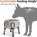 Elevated Dog Bowls, Ceramic Raised Dog Bowl Set with Anti-Slip and Non-Tip Metal Stand, 2 Pack Pet Food and Water Feeding Bowls for Small and Medium Dogs (Gray,3.6 Cups)
