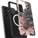 DEENAKIN for Samsung Galaxy S26 Ultra Case,Cute Floral,Wireless Charging | Compatible with Magsafe, Dual-Layer Hard Shell + Silicone, Shockproof Protective Phone Cover for Women Girls