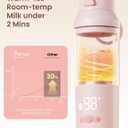 Paruu Portable Bottle Warmer for Travel, Easy-Clean Wide Mouth, Portable Milk Warmer with Fast Heating for Night Feeding, 7-Temp Control, Large 12oz Capacity, Ideal Gifts for New Parents, Pink