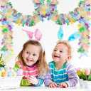 33FT Easter Tinsel Garland, White Metallic Hanging Twisted Garlands with Colorful Bunny Confetti Spring Hanging Garland for Bunny Party Supply Wreath Tree Indoor Outdoor Decor