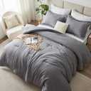 CozyLux California King Comforter Set - 3 Pieces Grey Soft Luxury Cationic Dyeing Cal King Comforter Bedding for All Season, Gray Breathable Lightweight Bed Sets with 1 Comforter and 2 Pillow Shams