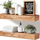 24x3x7 inch Floating Shelves Wall Mounted - Set of 2 Wood Rustic Solid Wood Wall Shelf - Heavy Duty Decorative Fireplace Mantel for Living Room, Bedroom, Bathroom, Kitchen, 24x3x7-hollow-2pack