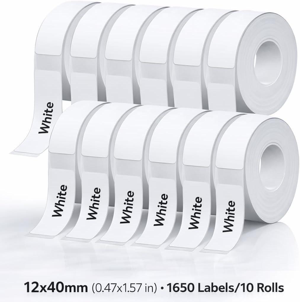 Eebbl D30 P15 HP4 Label Maker Tape, School Hotel Office Label Tape 12mmx40mm(0.47"x1.57")Thermal Label, Easy to Remove, No Residue, Waterproof, Air-Proof, and Scratch-Resistant