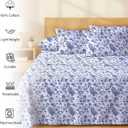 RUVANTI 6 Pcs Cotton Sheets - 100% Natural Cotton Soft, Lightweight & Breathable Crispy Percale Sheets, Full Size Bed Sheets 16" Deep Pockets, Wild Flower