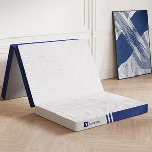 Avenco Folding Mattress Topper Twin, Trifold Mattress 4 Inch Memory Foam for Guest Room/Caravan/Camping/Travel Mattress, Tri Folding Mattress Portable with Removable Cover & Non-Slip Bottom
