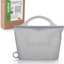 Haakaa On-The-Go Silicone Microwave Steam Sterilizer Bags for Travel, 40oz/1250ml Reusable Silicone Steaming Bags for Baby Bottles, Breast Pump, Accessories, Pacifiers, Teethers,Grey/1PC