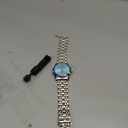 OLEVS Men Watch Blue Gold Analog Quartz Stainless Steel Waterproof Luminous Date Luxury Casual Watch, Silver Blue