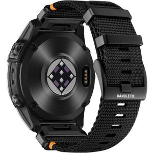 Bandletic Compatible with Garmin Instinct 2 Watch Band - 22mm Quick Fit Rugged Nylon Replacement Band for Fenix 8 E 47mm/7 6 Pro/5 Plus/Instinct 3 E 45mm/Forerunner 970 965/Approach S70 S62/Epix Pro (Black)
