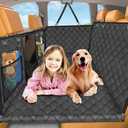 URPOWER Back Seat Extender for Dogs, Hard Bottom Dog Car Seat Cover with High Barrier Holds 400 lbs, Waterproof Dog Car Hammock with Mesh Window Dog Car Travel Bed Pet Backseat Protector for Car, SUV