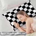 1 Pack Satin Pillowcase for Hair and Skin Abstract Checkered Imitation Silk Pillowcase 20" x 36" with Hidden Zipper Soft Smooth Cooling Checkerboard Pillow Cover King Size for Bedroom Sofa