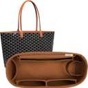 Tote Bag Organizer Insert for Saint Louis GM Size, Premium Felt Zipper Organizer with Cup Holder Tote Organizer (Brown)