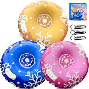 1/3 Packs Snow Tube Inflatable Sleds for Kids Snow Tubes for Sledding Heavy Duty 36'' Snow Sleds for Kids and Adult with Handles Outdoor Snow Toys Set for Boys Girl