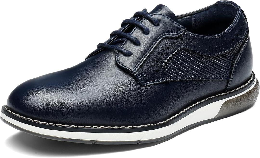 Bruno Marc Boy's Casual Dress Oxford Comfort Uniform Formal Sneaker Shoes (4 Big Kid, Blue)