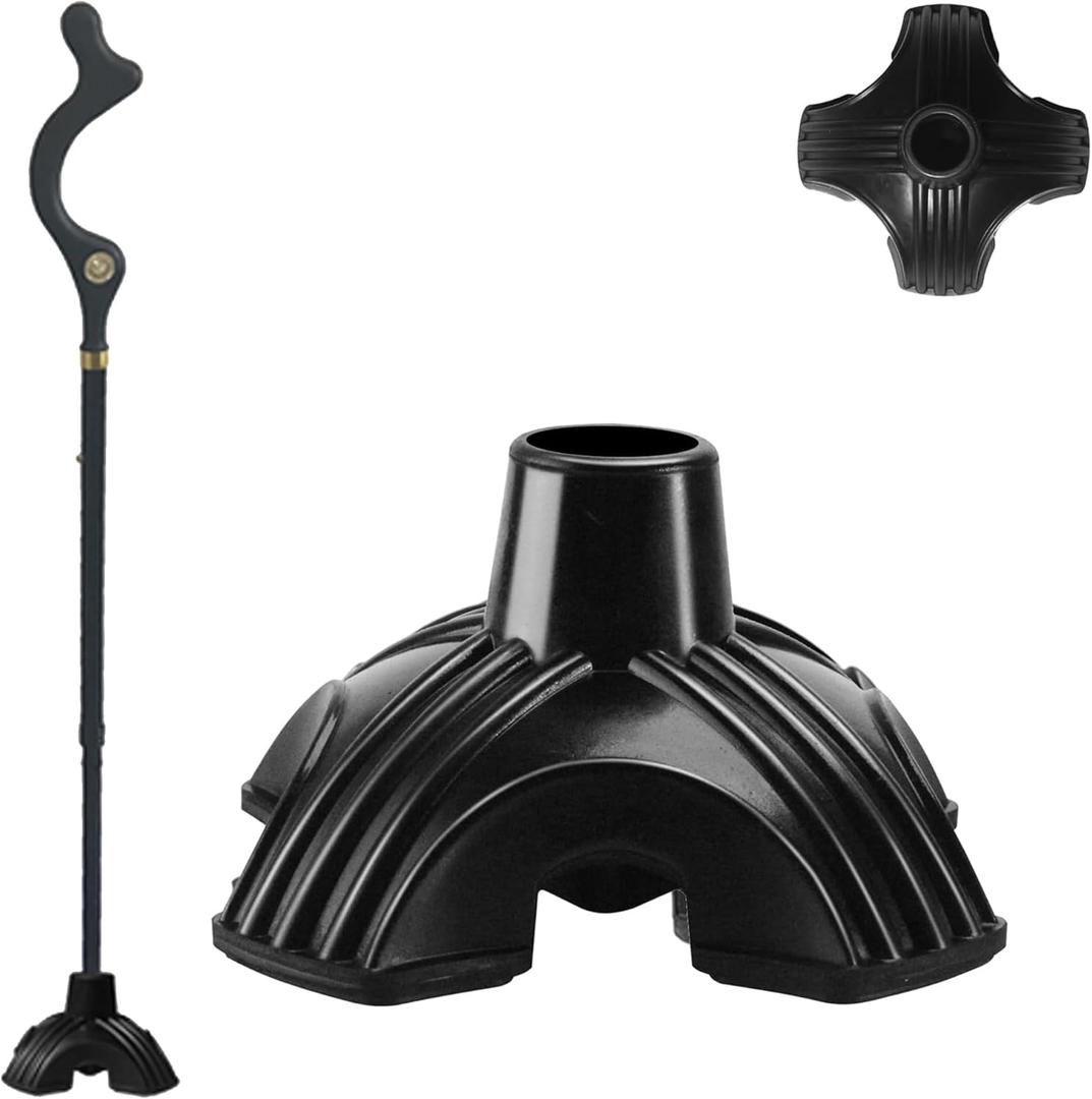 Z&Q LABOR 3/4'' Self Standing Rubber Cane Tip Quad Walking Cane Tips with 6 Support Feet Heavy Duty Rubber Cane Tip Base for Walking (CANE TIP4-7/8''-black)