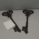 Chunful 2 Pcs Keys Wall Decor Large Skeleton Key Sign Vintage Antique Wooden Wall Art Farmhouse Wall Sign for Bedroom(13.78 x 5.91 Inch,Black)
