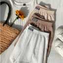 SOLY HUX Women's Summer Shorts 3 Packs Elastic Waist Wide Leg Casual Cotton Shorts Sets Beige White Multi X-Large