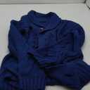 Mens Cable Knit Cardigan Sweater Shawl Collar Loose Fit Long Sleeve Casual Cardigans (Medium, Navy)