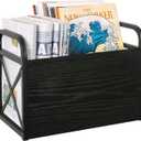 YINMIT Magazine Holder, Magazine Rack Floor, Magazine Storage Basket, Folder Organizer Bin for Books, Newspapers, Tablets (Black) (Medium)