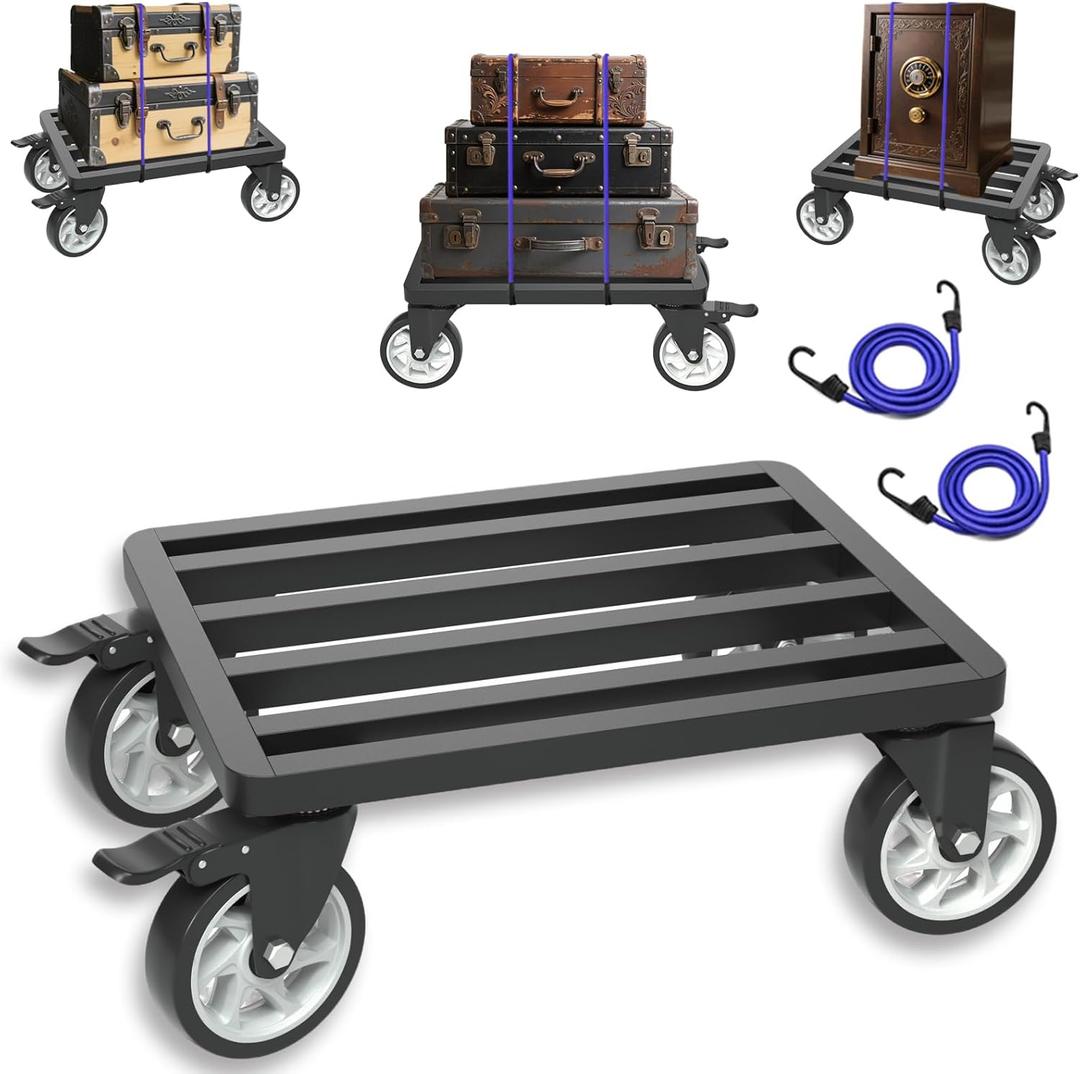 Heavy-Duty Stainless Steel Furniture Dolly,18'' x 14'' Furniture Mover with 1200LB Capacity, 5'' Swivel Casters & Tie-Down Straps for Secure Transport Heavy-Duty Stainless Steel Furniture Dolly,18'' x 14'' Furniture Mover with 1200LB Capacity, 5'' Swivel Casters & Tie-Down Straps for Secure Transport