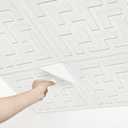 Ceiling Tiles Peel and Stick Foam-32 Pcs, Covered 42 Sq.Ft-3D Wall Panels Peel and Stick- Easy to Install and Cut for Ceiling and Interior Wall Decor 13.8 x 13.8 inch (White)