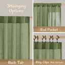 LAMIT Sage Green Sheer Linen Curtains 84 Inch Length for Living Room, Light Filtering Spring Decor Panels Back Tab and Rod Pocket Boho Drapes for Bedroom/Sliding Glass Door, 2 Panels, 52 x 84 Inch