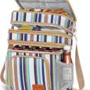 ZRSUN Insulated Lunch Bag for Women Men, Reusable 3 Layers Lunch Box Women, Expandable Reusable Water-resistant Lunch Box for Work Travel Office Picnic Hiking (Stripe)
