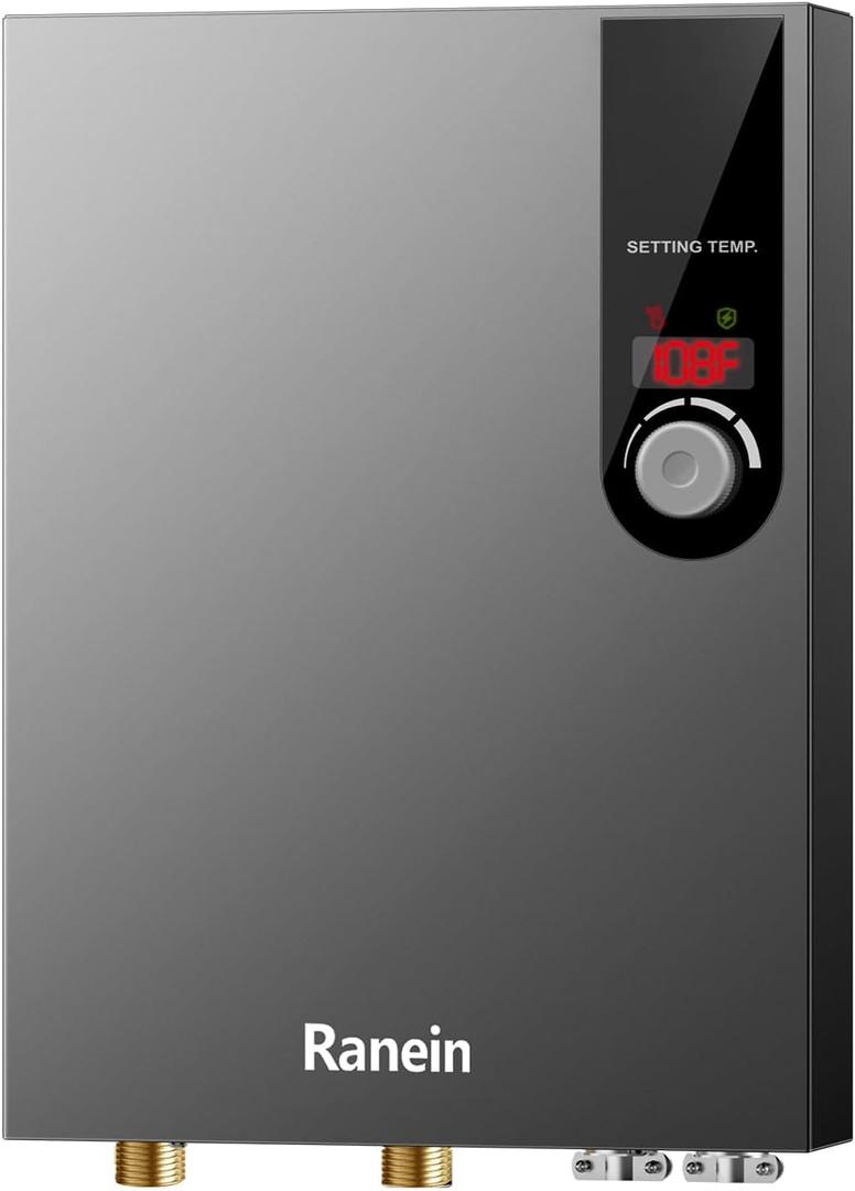 Electric Tankless Water Heater, 18kW 240V on Demand Instant Endless Water Heater with LED Temperature Display for Residential Whole House Shower, Space Saving