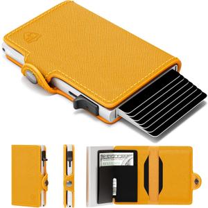 Conceal Plus Pop Up Wallet for Women Slim Wallet for Small Purse & Crossbody Bag with Quick Card Access and RFID Blocking Compact Card Holder (4-6 Card Capacity) Yellow