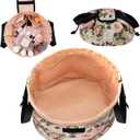 Barrel Drawstring Makeup Bag Large Travel Makeup Bag,Portable Large Capacity Cosmetic Bag Toiletry Organizer for Travel Accessories Make Up Essentials and Hair Product,Gift for Mother (Rose retro)